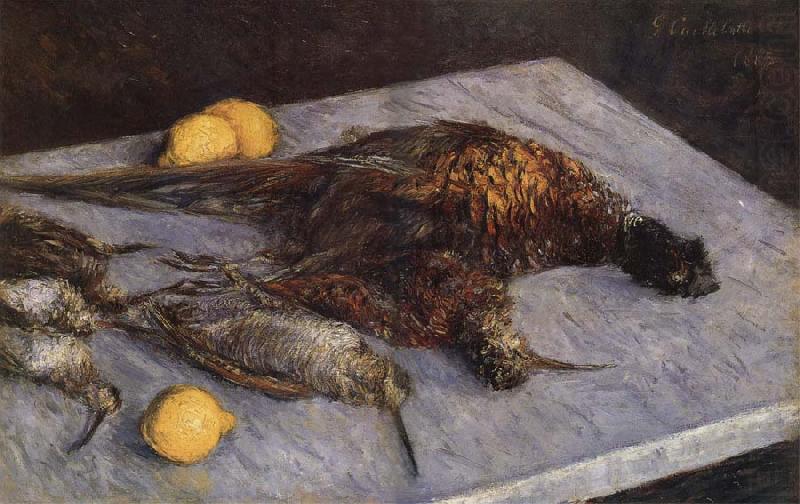 Some pheasant and woodcock on the marble, Gustave Caillebotte